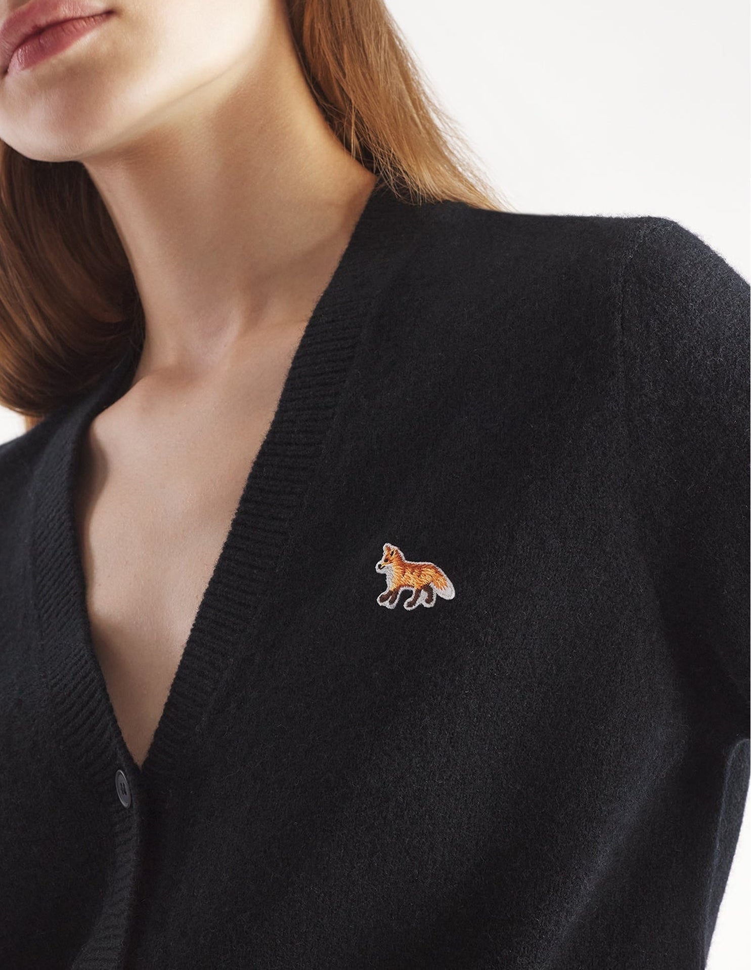 Cardigan Baby Fox à manches longues en laine - Black