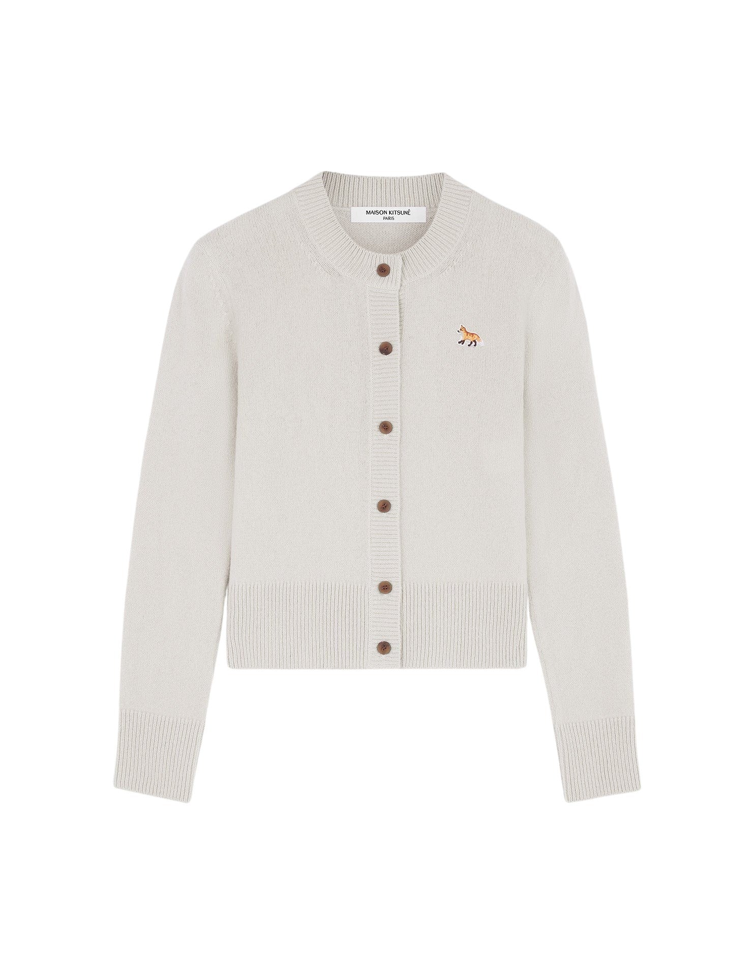 Cardigan Baby Fox à manches longues en laine - Light Grey Melange