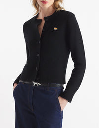 Cardigan Baby Fox à manches longues en laine - Black