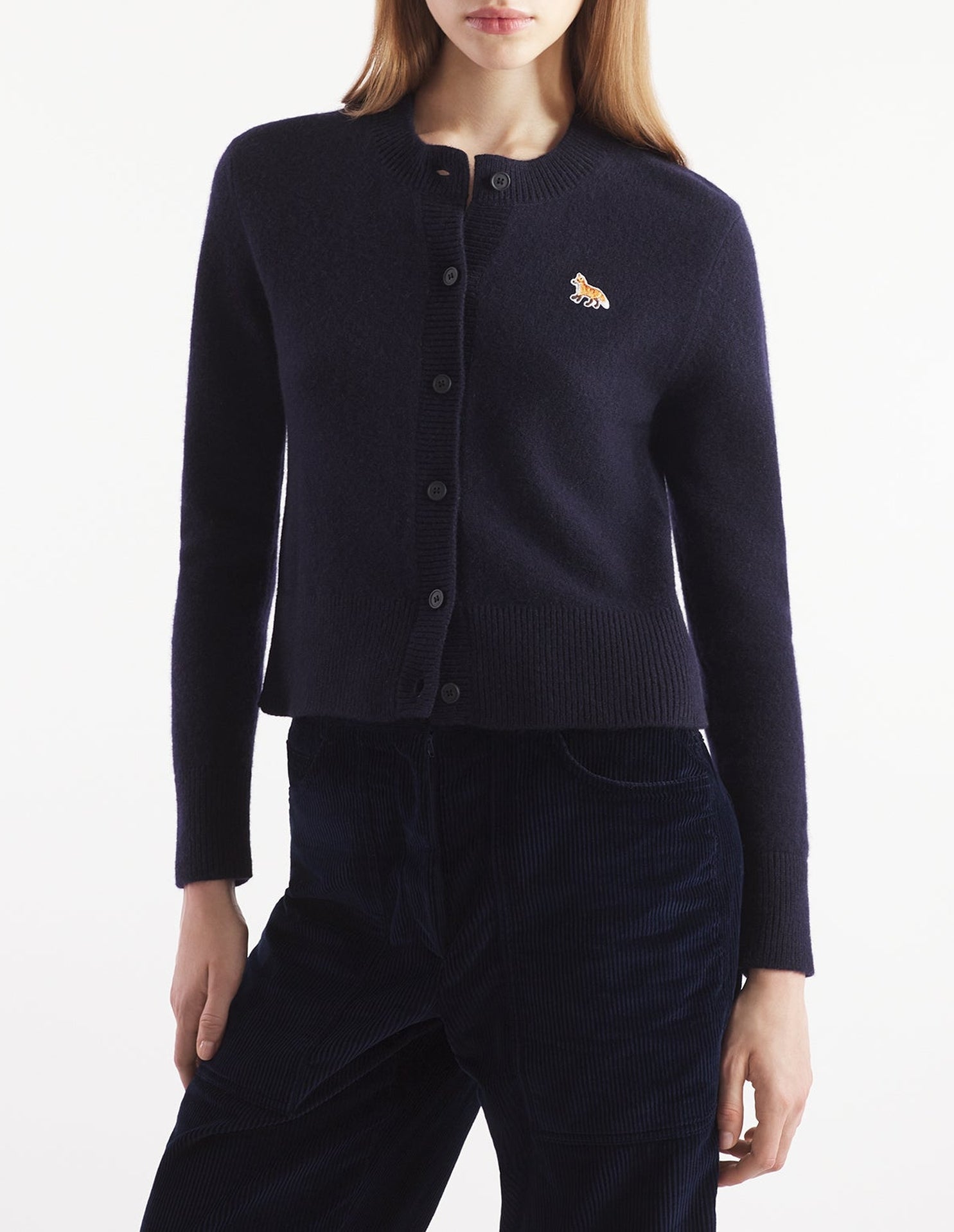 Cardigan Baby Fox à manches longues en laine - Navy