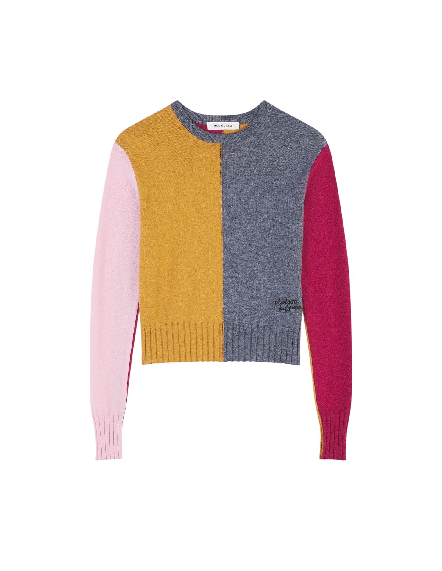 Pull à blocs de couleurs en laine mélangée - Mustard & stone