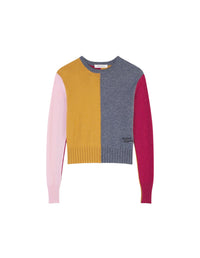 Pull à blocs de couleurs en laine mélangée - Mustard & stone