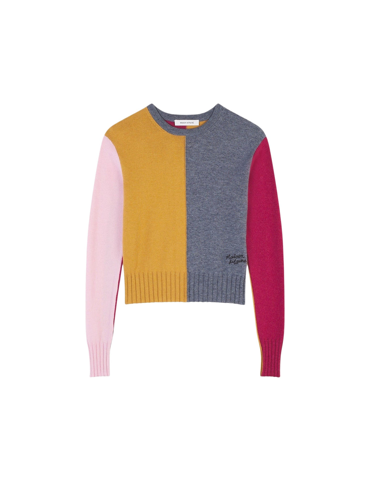 Pull à blocs de couleurs en laine mélangée - Mustard & stone