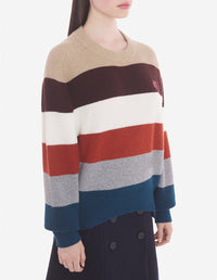 Pull côtelé Fox en laine et cachemire - White Stripes