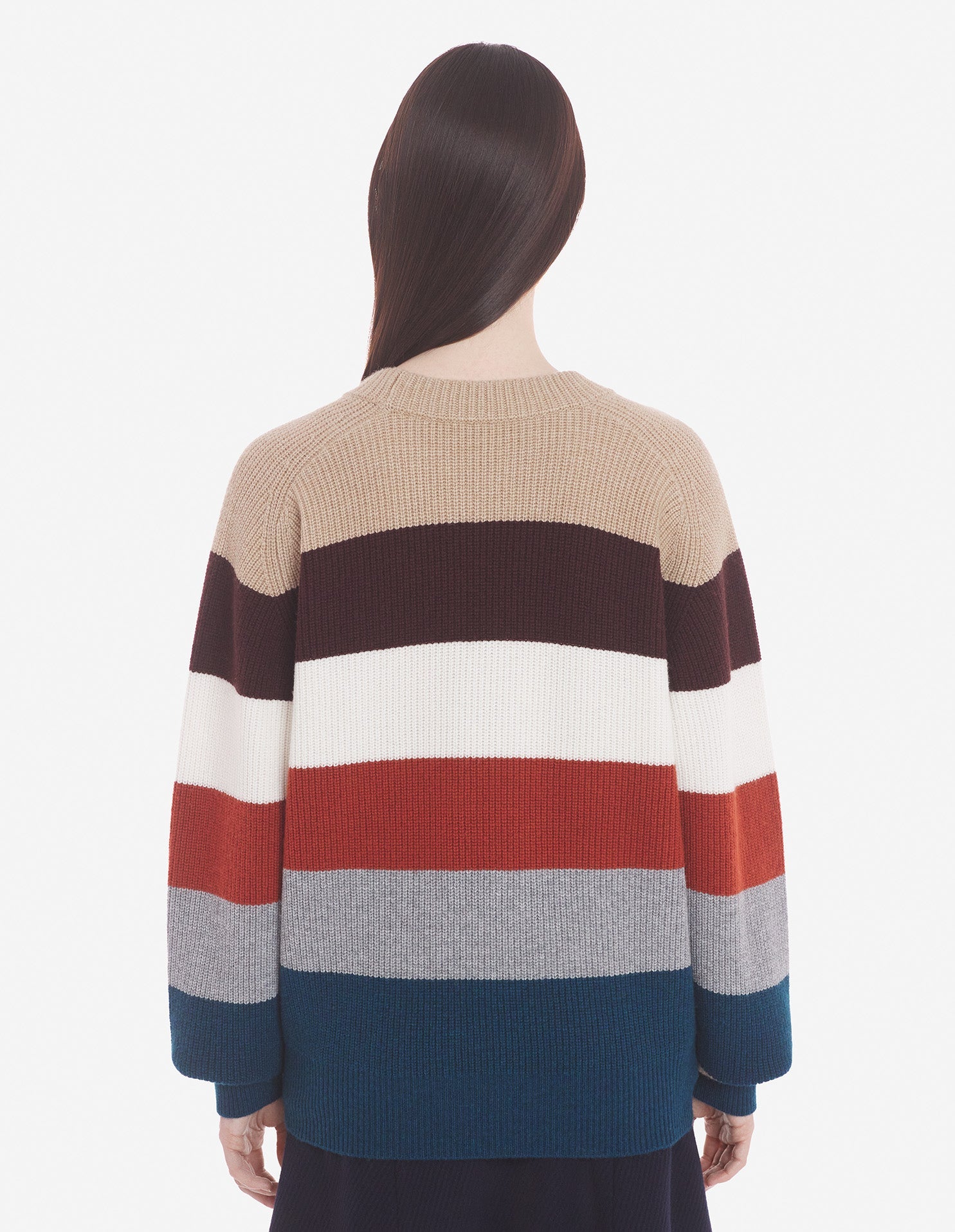 Pull côtelé Fox en laine et cachemire - White Stripes