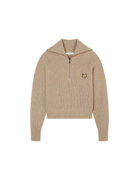 Pull à demi zip Fox Head en laine - Beige