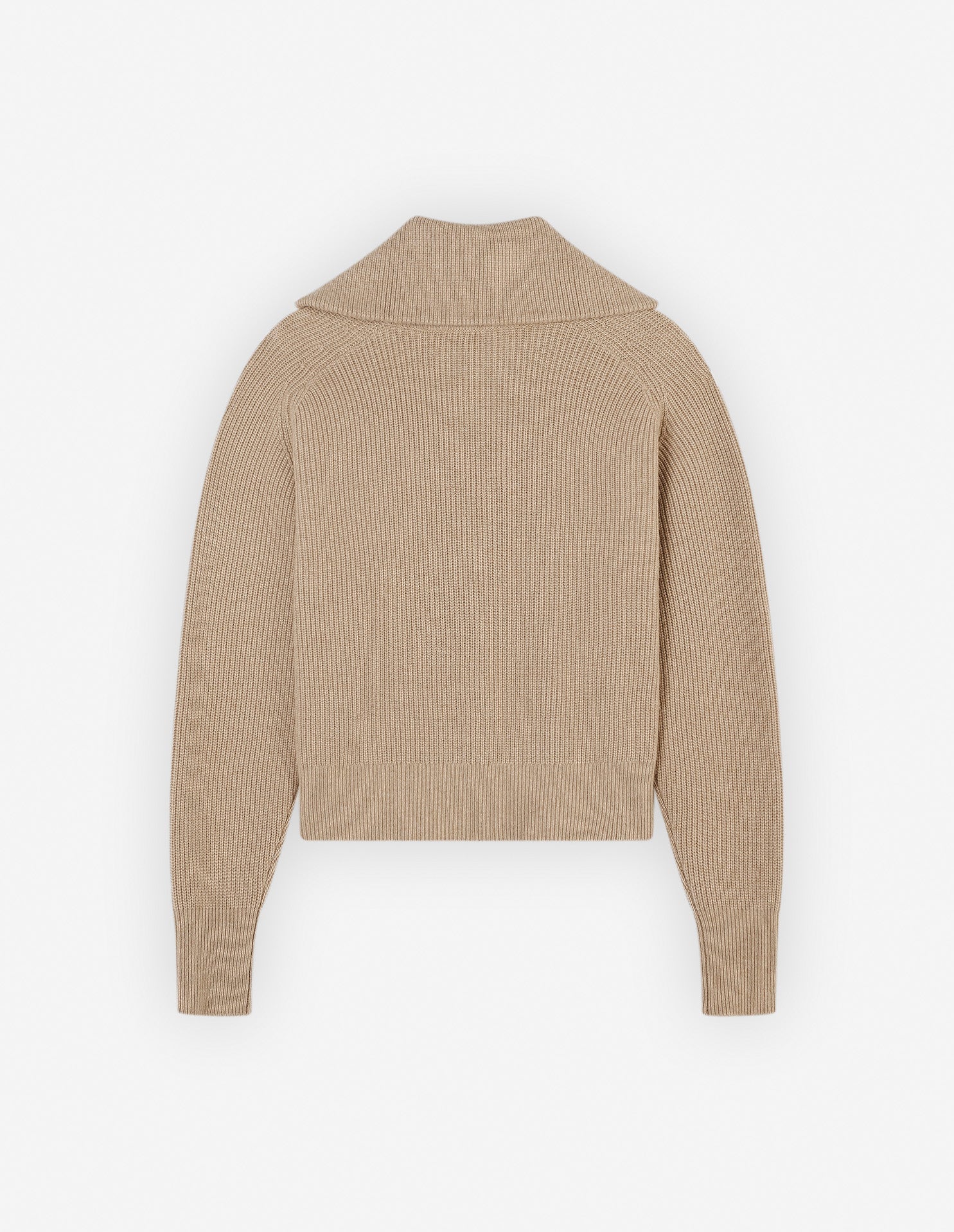 Bold Fox Head Patch Half Zip Ribbed Jumper - Beige Melange