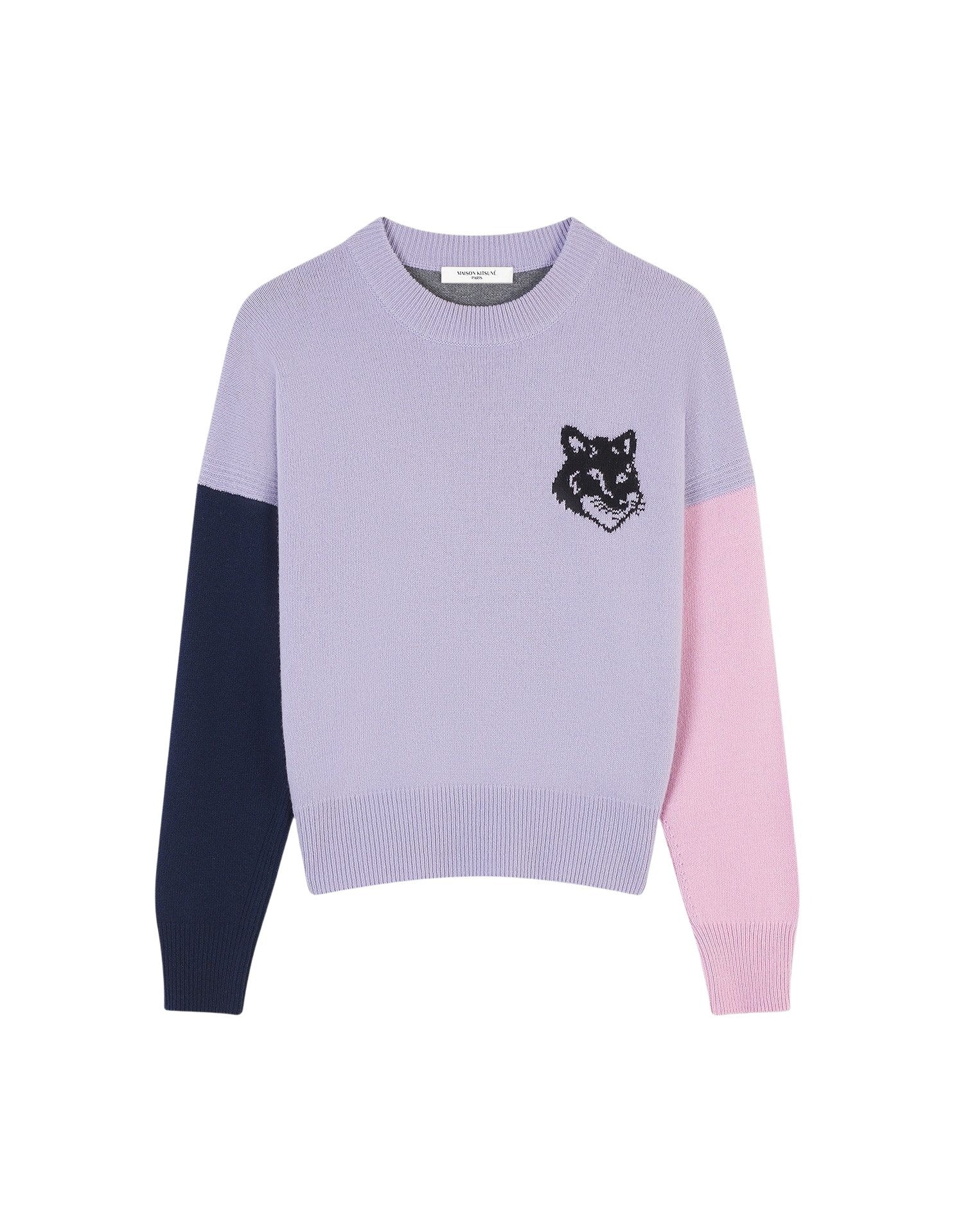 Pull à manches longues imprimé en laine - Light Purple & Grey