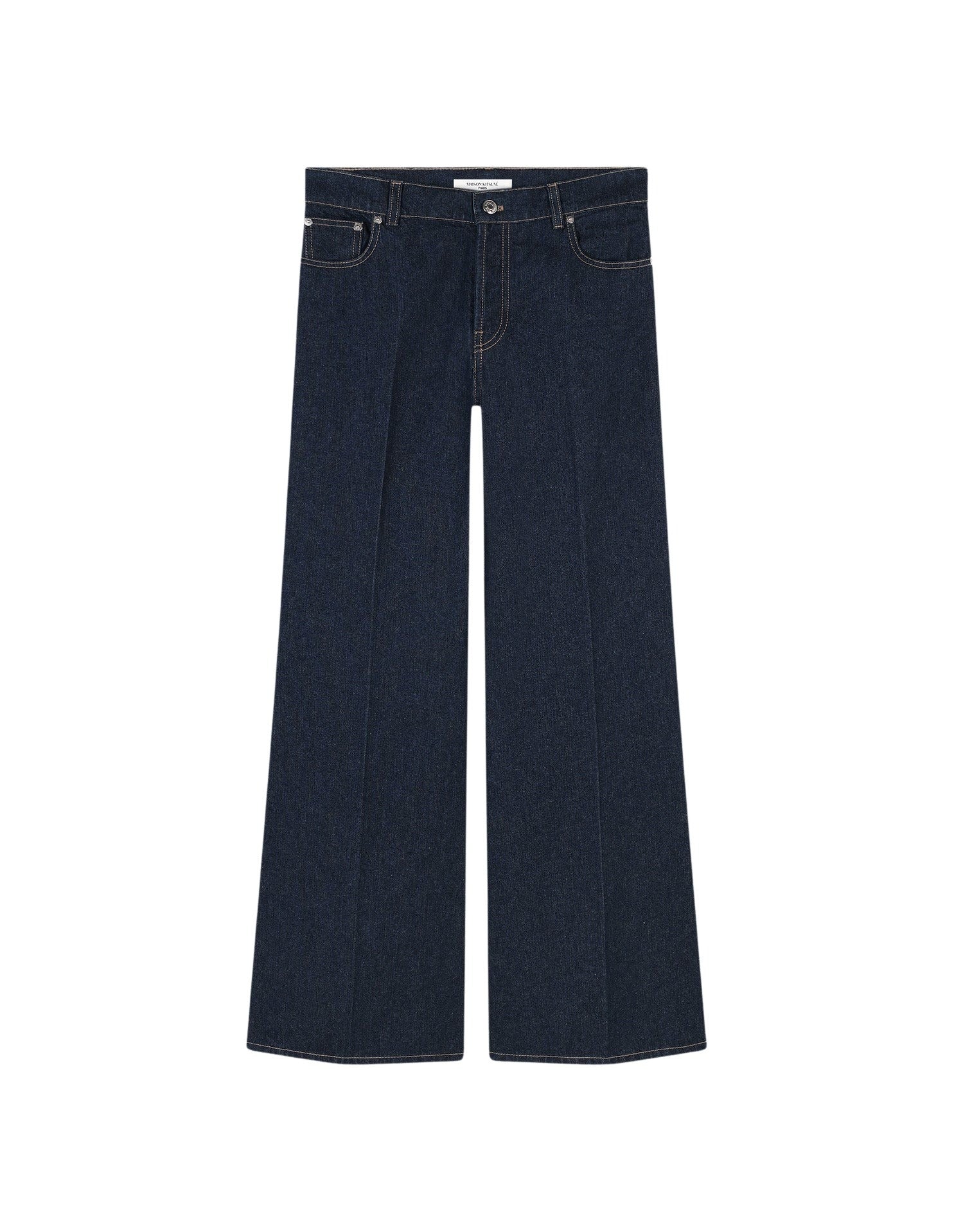 Pantalon flare avec broderie en denim - Washed Indigo