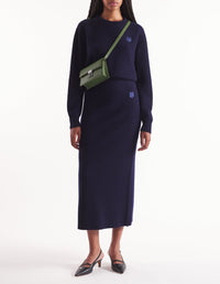 Jupe Bold Fox Head midi Bold Fox en laine et cachemire - Ink Blue