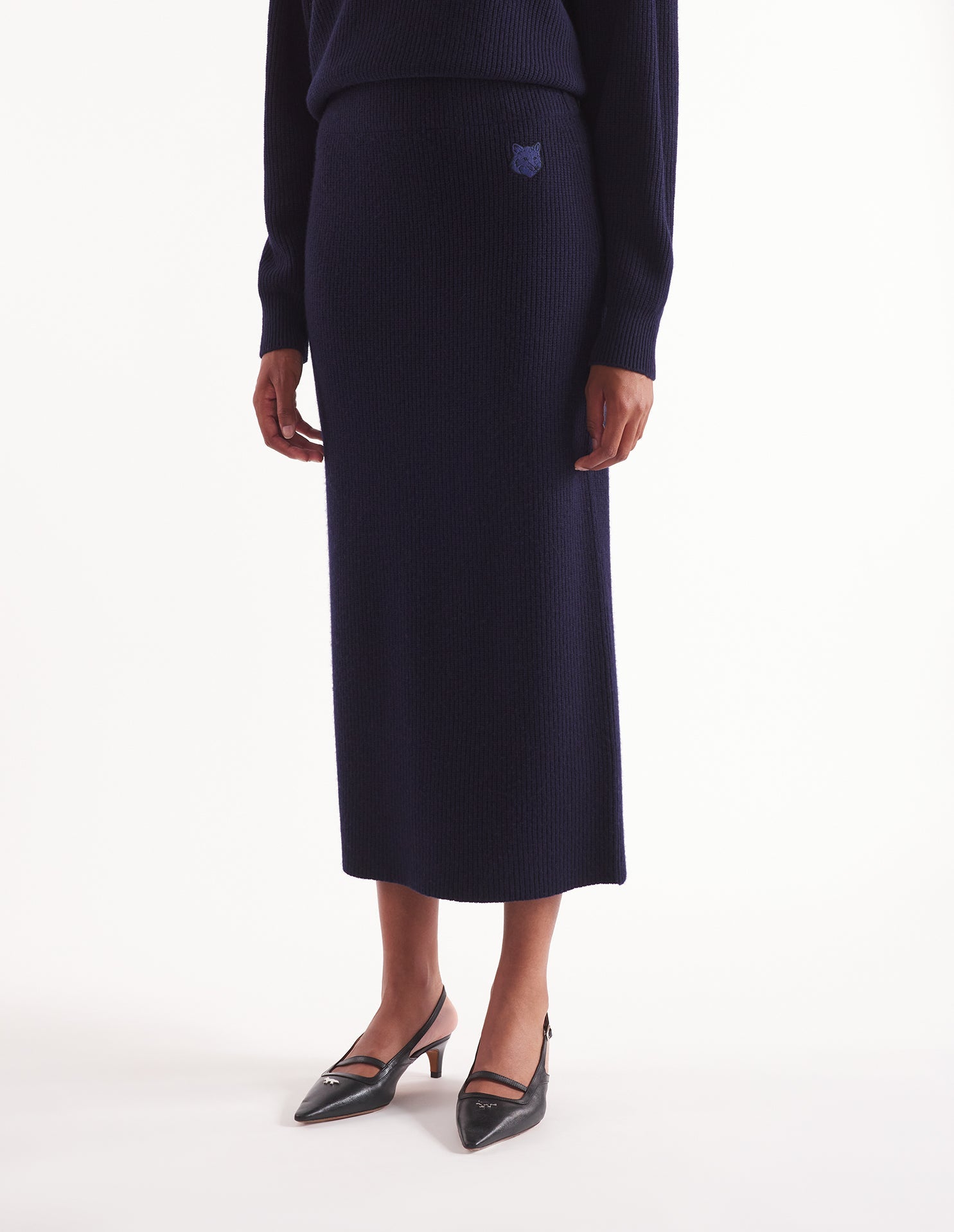 Jupe Bold Fox Head midi Bold Fox en laine et cachemire - Ink Blue