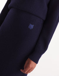 Jupe Bold Fox Head midi Bold Fox en laine et cachemire - Ink Blue