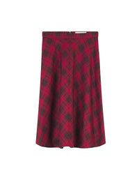 Jupe patineuse plissée en laine - Clay Pecan Check