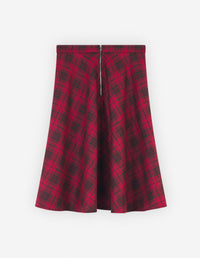 Jupe patineuse plissée en laine - Clay Pecan Check