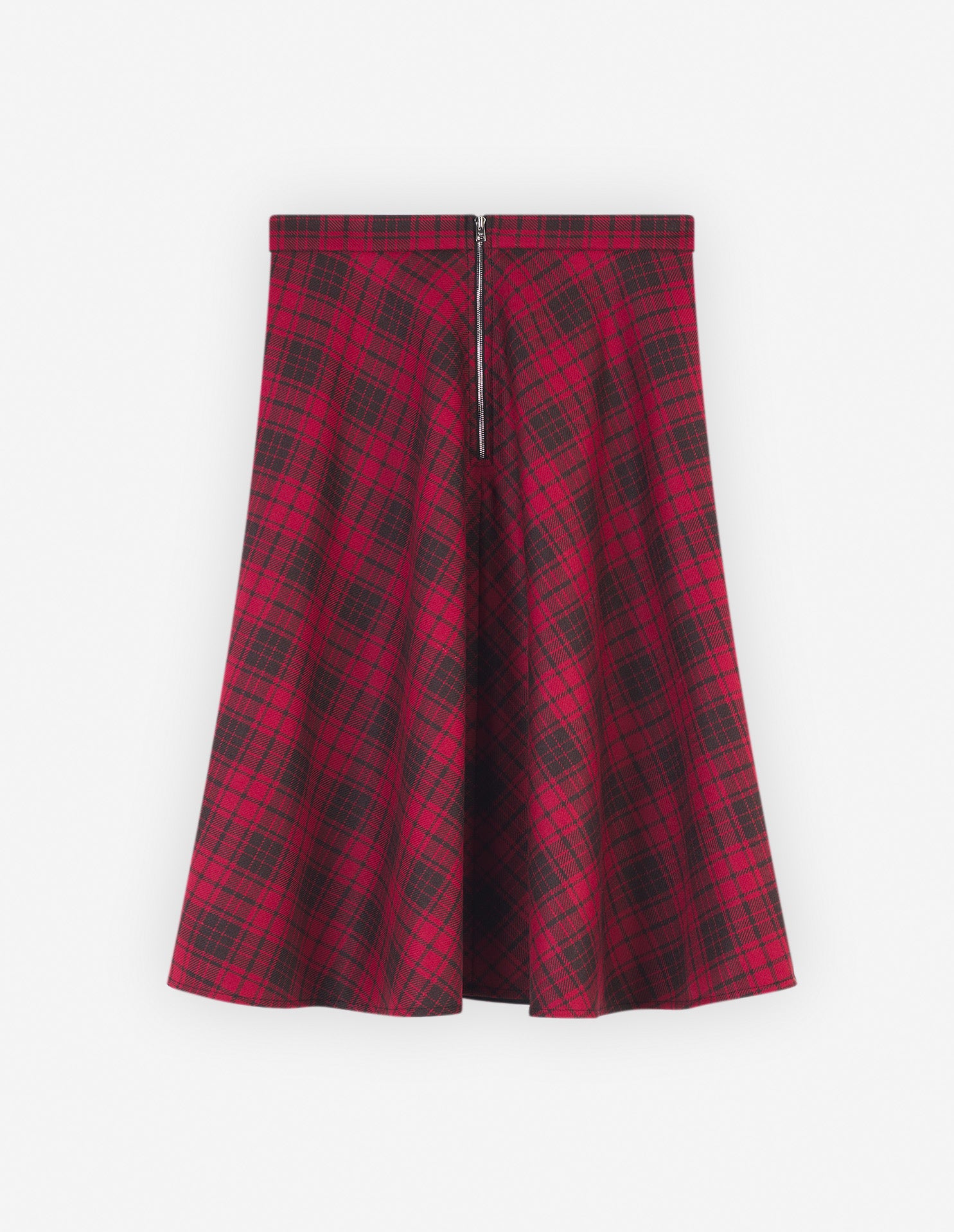 Jupe patineuse plissée en laine - Clay Pecan Check
