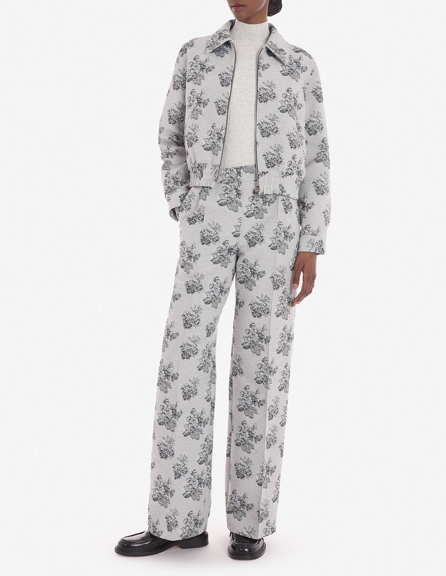 Blouson en jacquard fleuri - Black & White