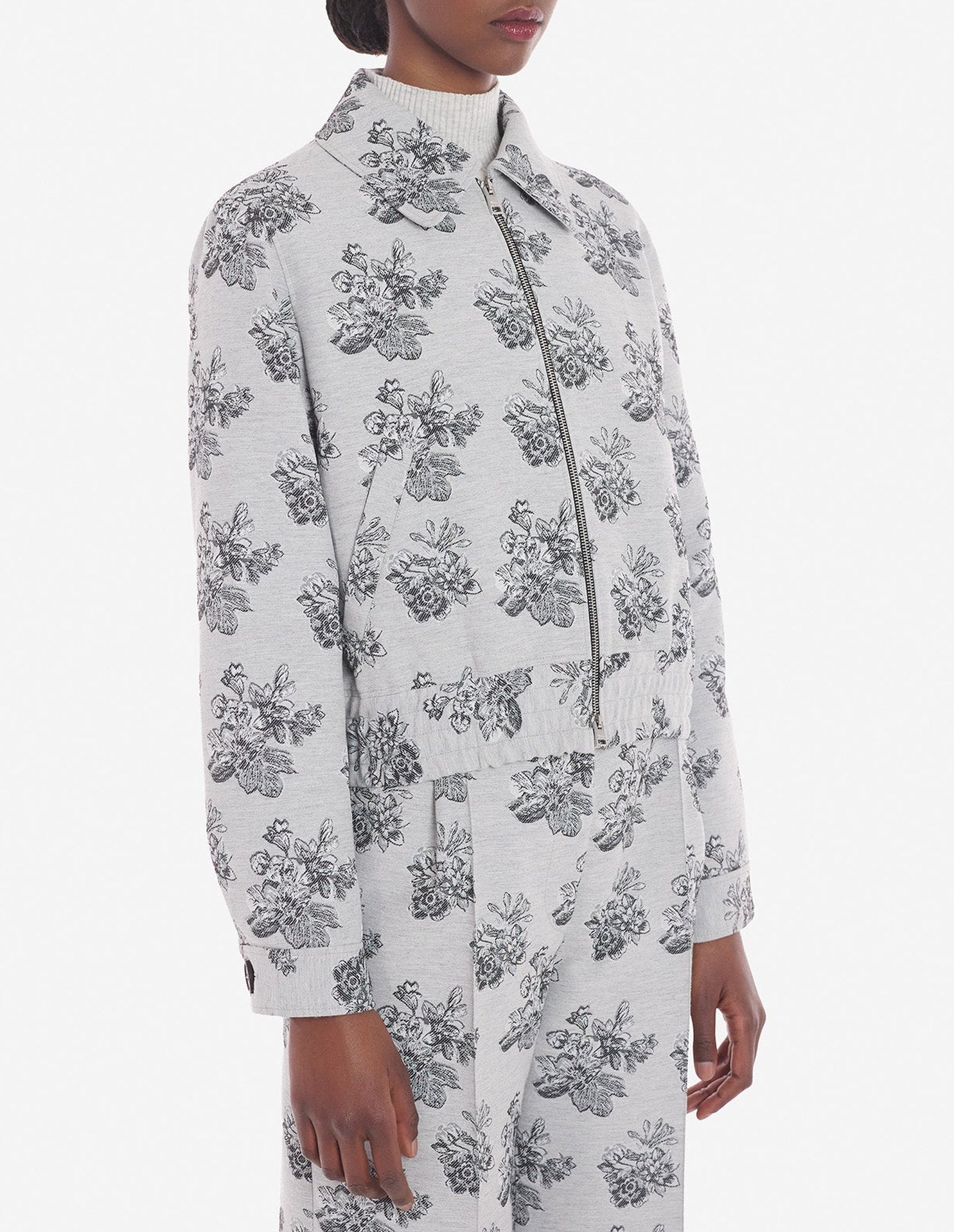 Blouson en jacquard fleuri - Black & White