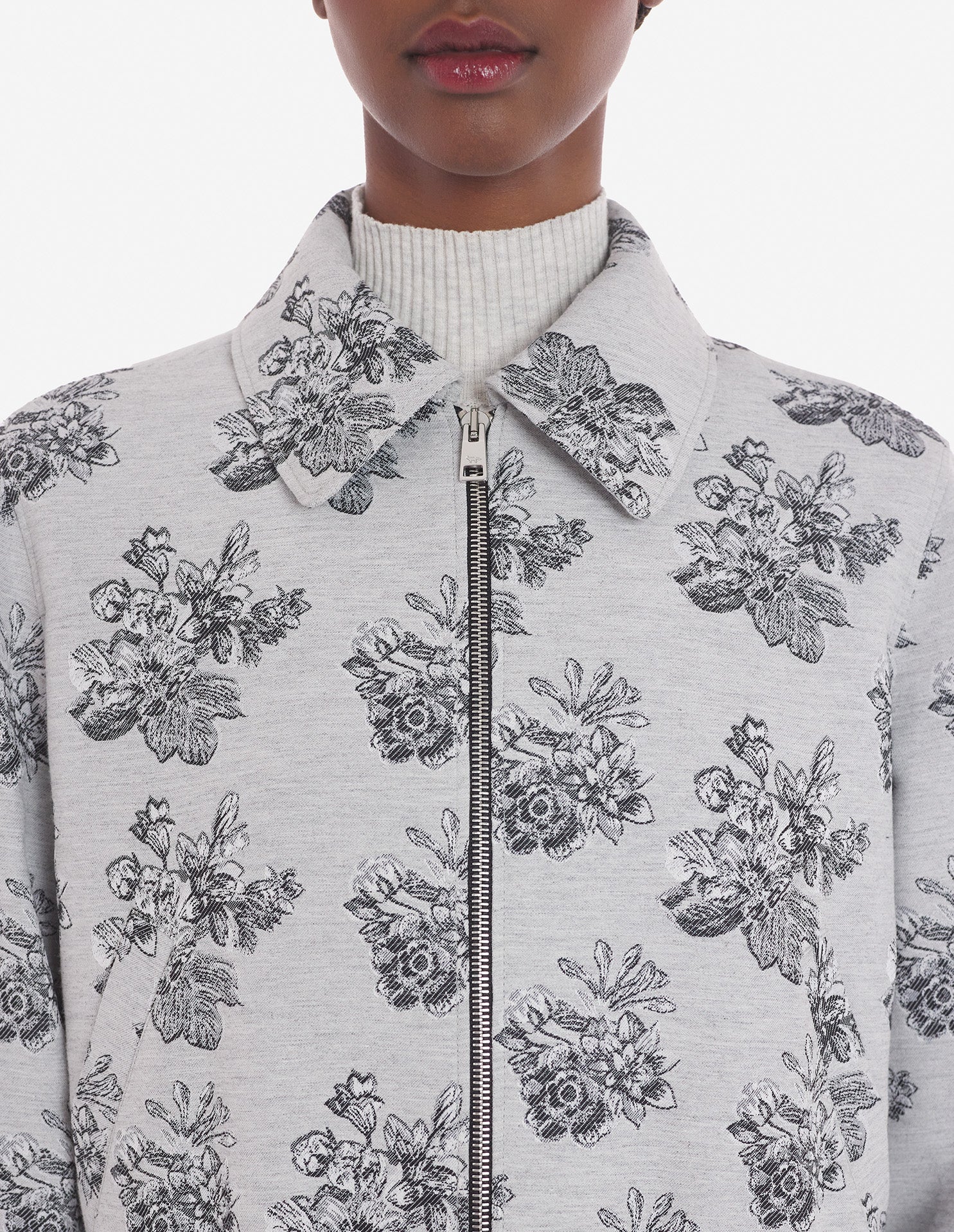 Blouson en jacquard fleuri - Black & White