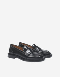 Embossed leather loafers - Black