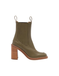 Chelsea boots with leather heels - Khaki