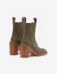 Chelsea boots with leather heels - Khaki