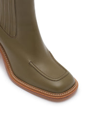 Chelsea boots with leather heels - Khaki