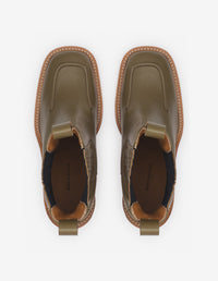Chelsea boots with leather heels - Khaki