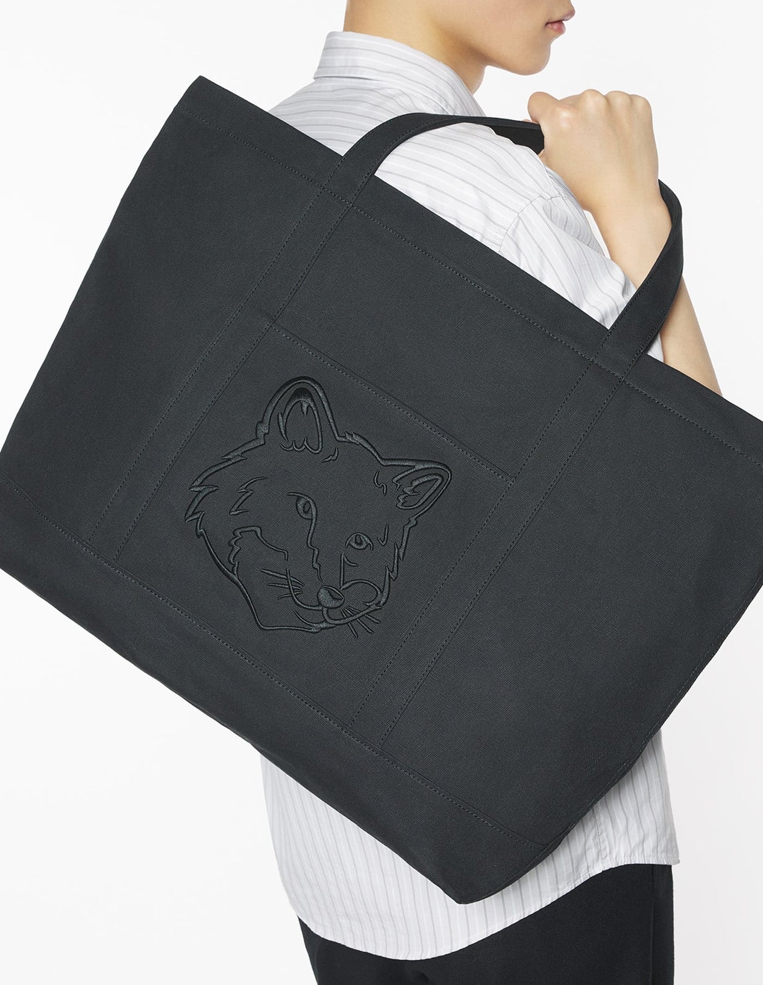 Fox head large shopping bag - Black