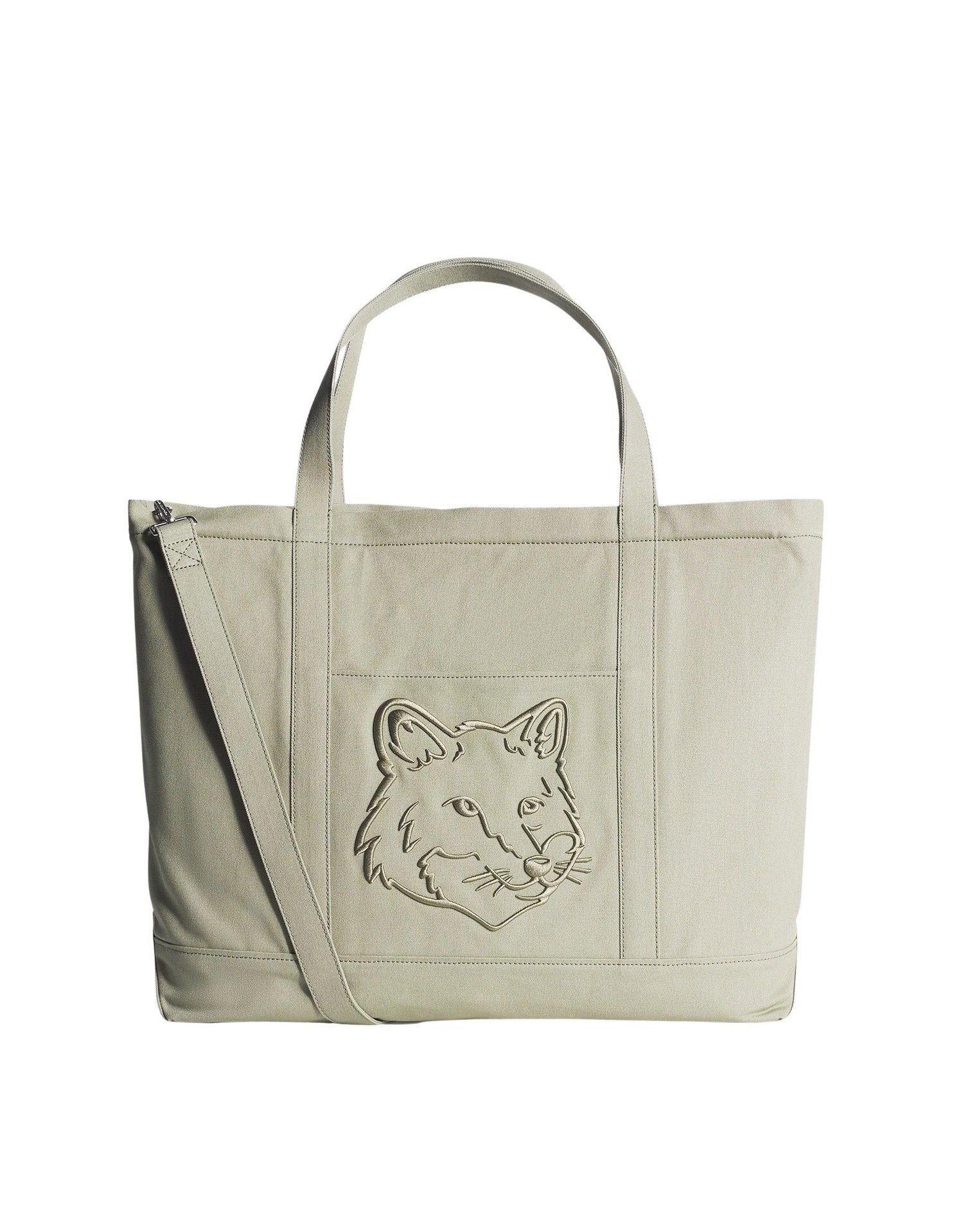 Fox head large shopping bag - Pebble