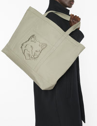 Fox head large shopping bag - Pebble