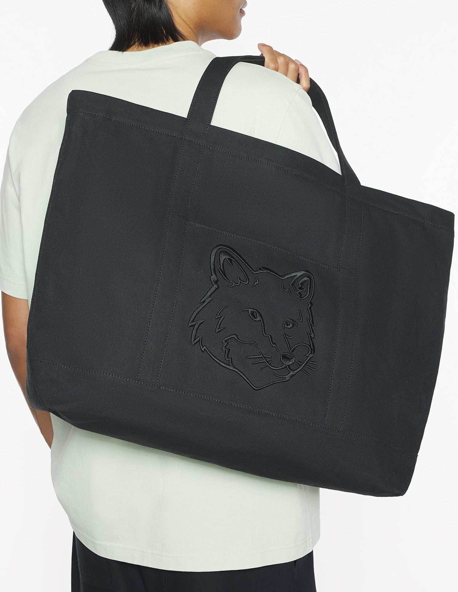 Fox head large shopping bag - Black