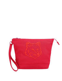 Embroidered canvas clutch bag - Burnt Red