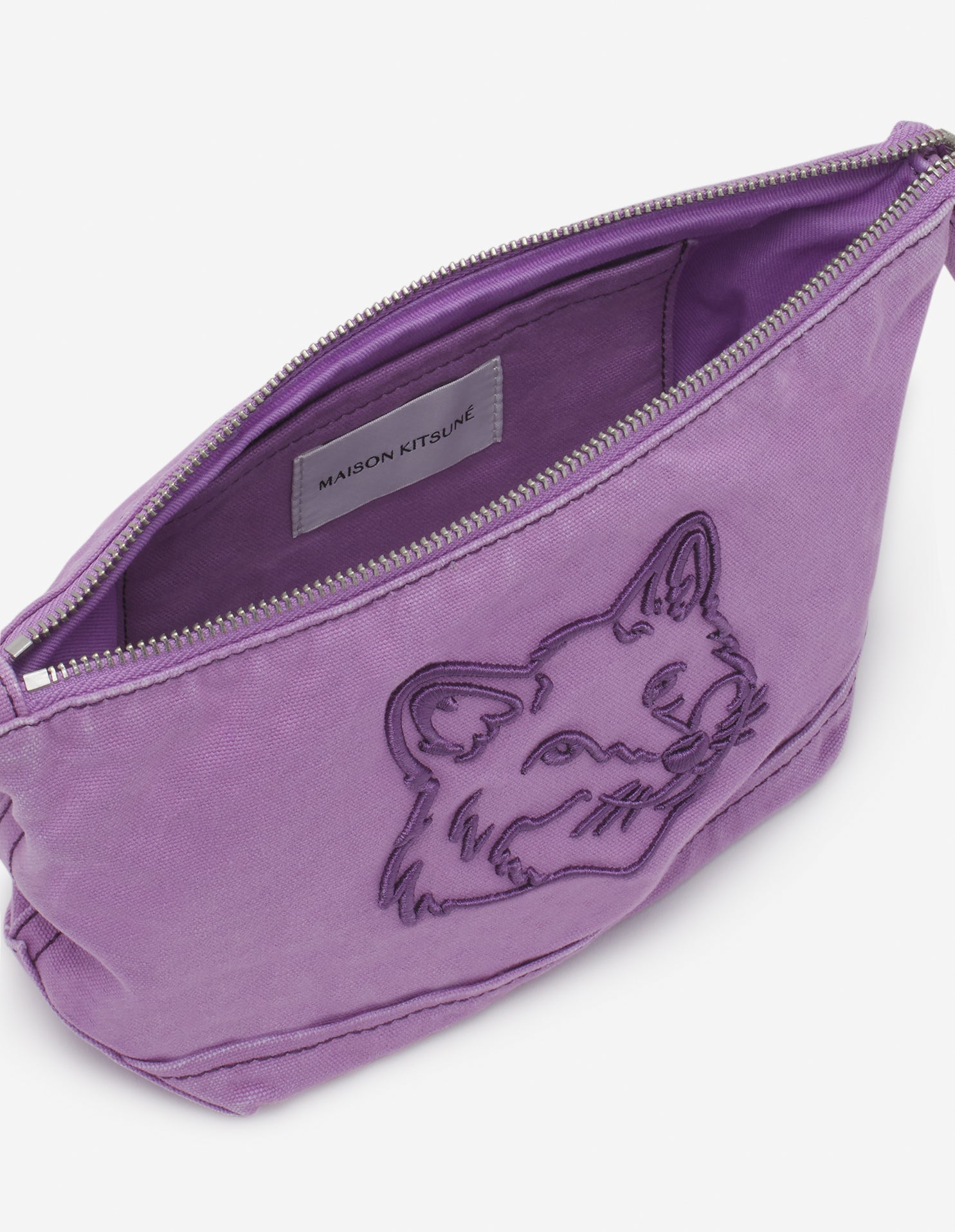 Zipped pouch with embroidery - Lilac