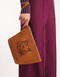 Zipped clutch bag - Fawn Brown