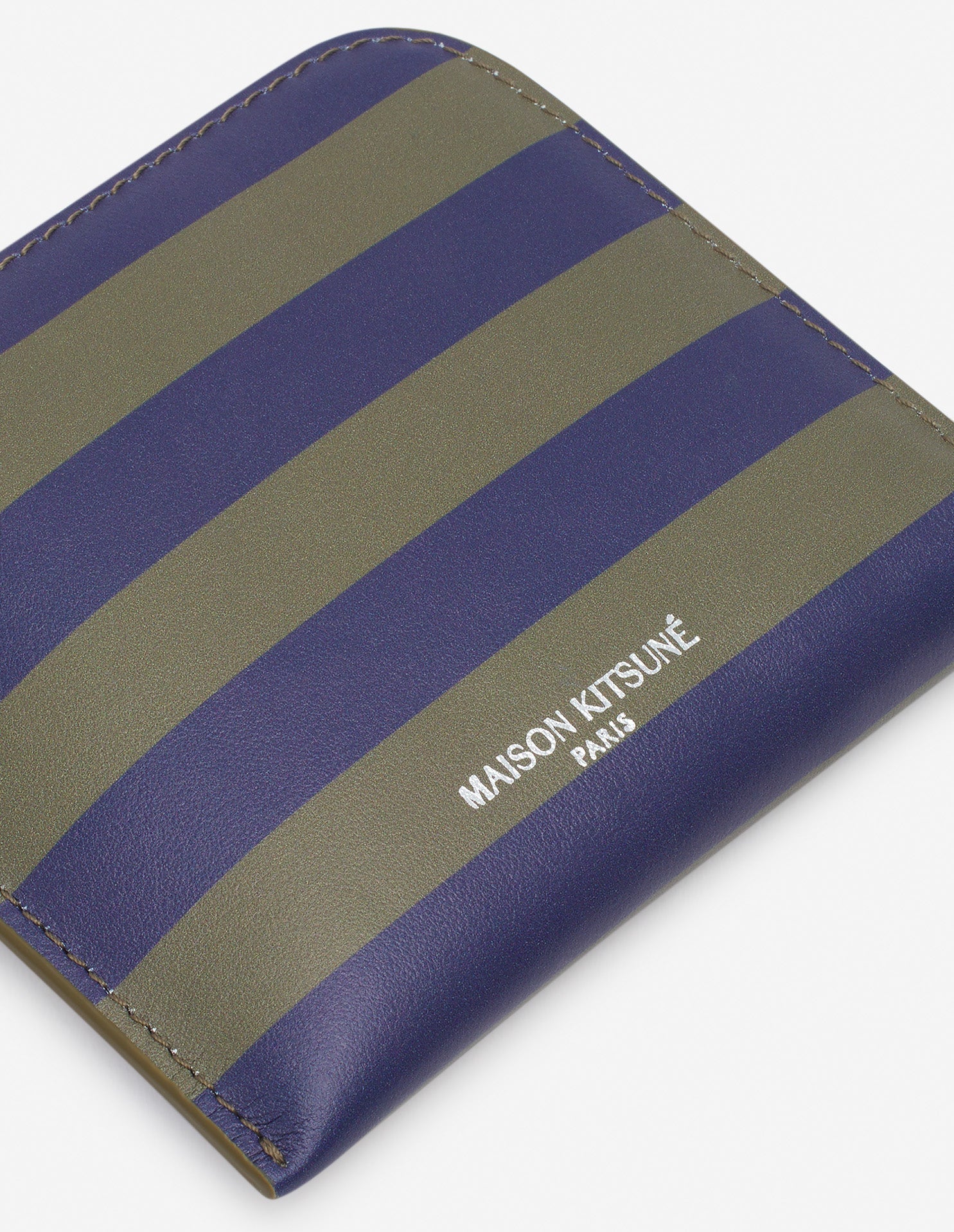 Leather neck wallet - Ink Khaki Rugby