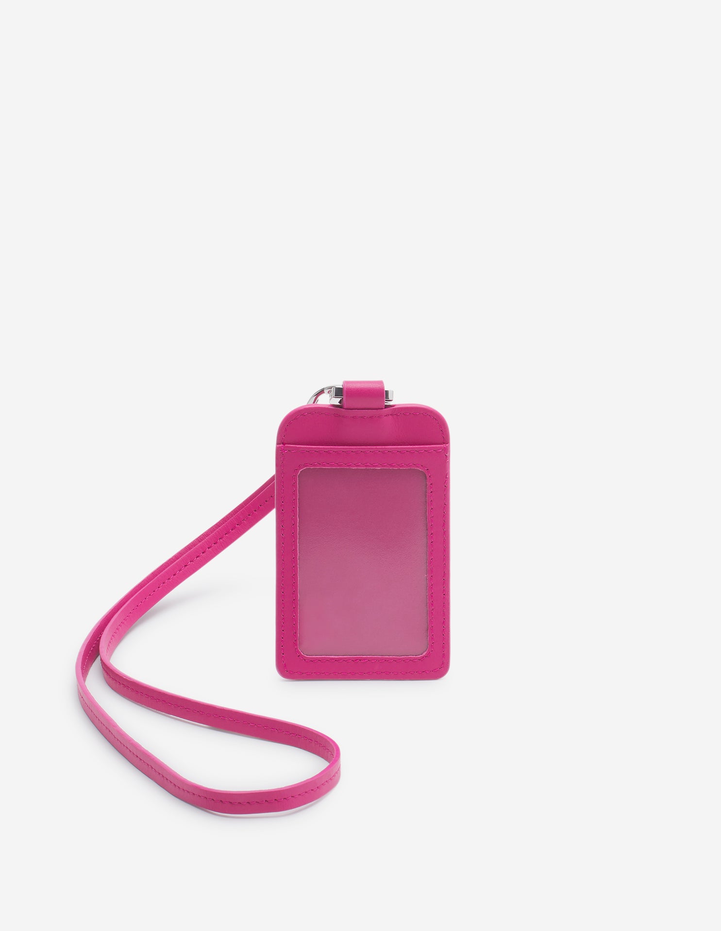 Porte-cartes avec bandoulière en cuir - Fuchsia