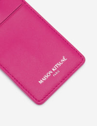 Porte-cartes avec bandoulière en cuir - Fuchsia