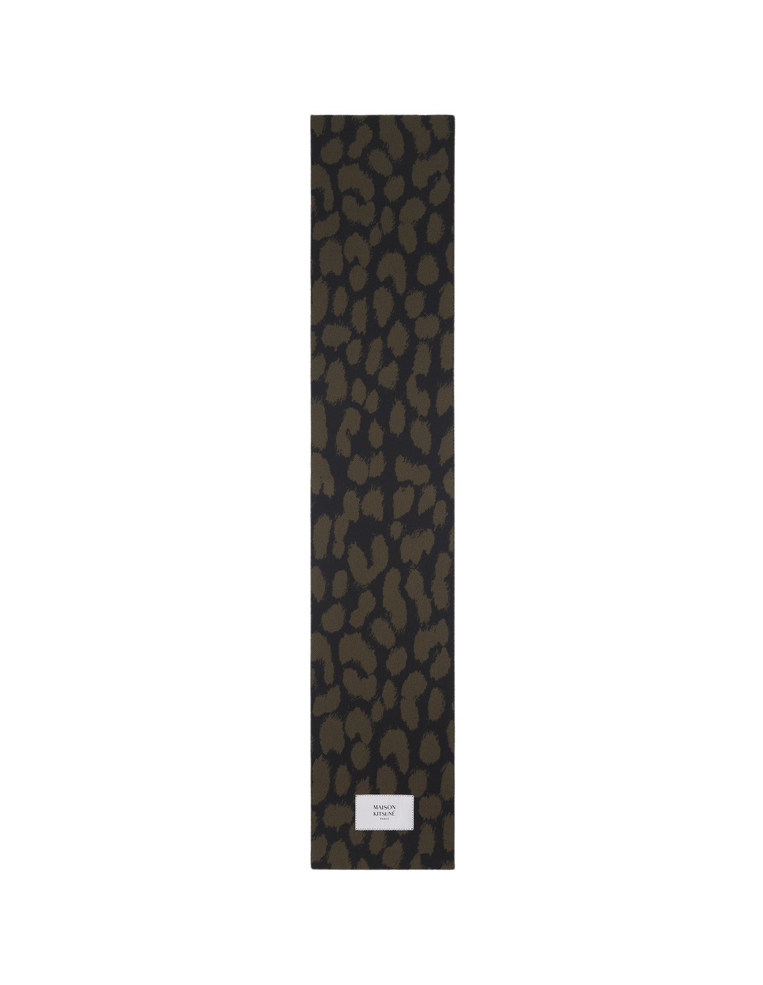 Wool leopard print scarf - Leopard Khaki Black