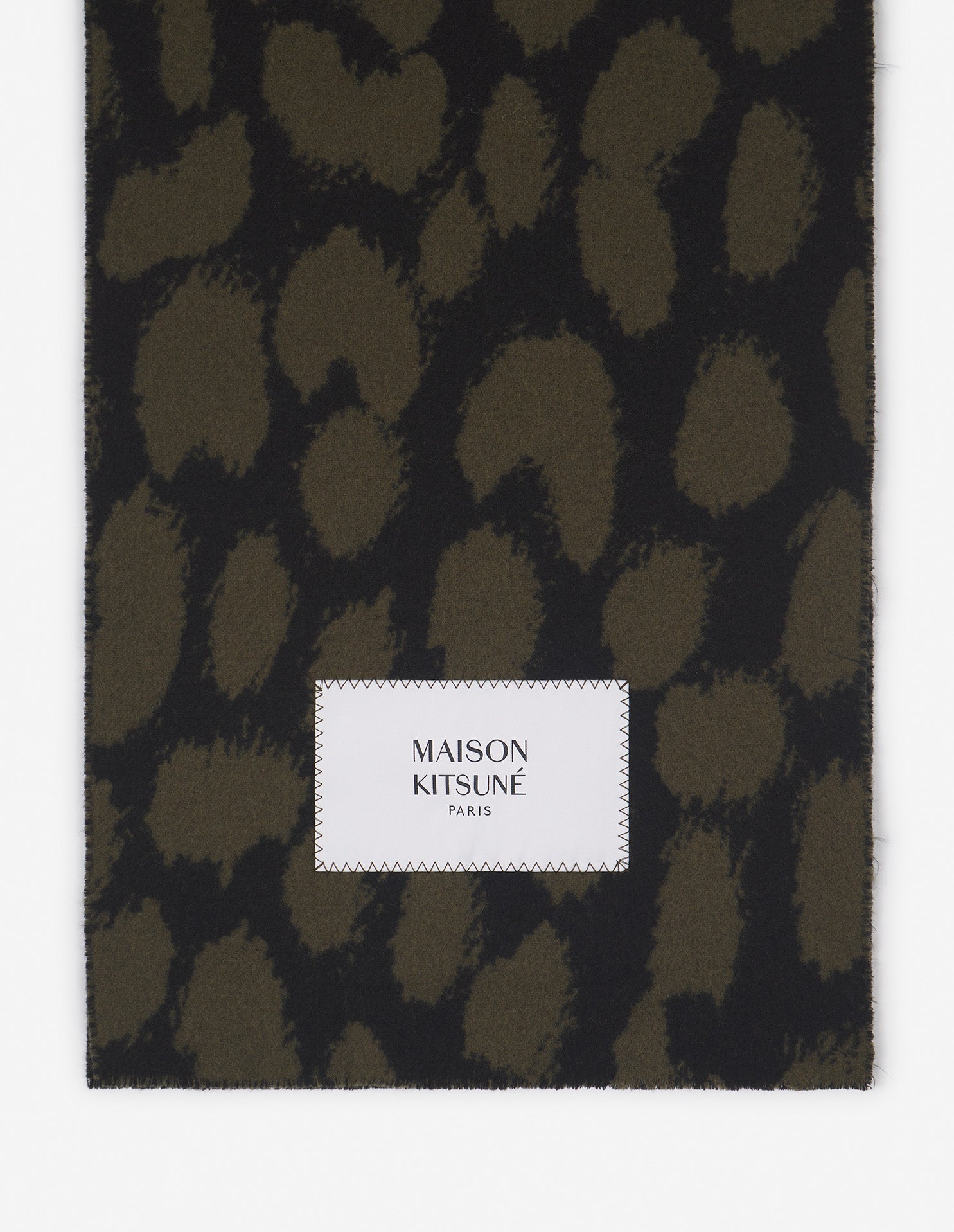Wool leopard print scarf - Leopard Khaki Black