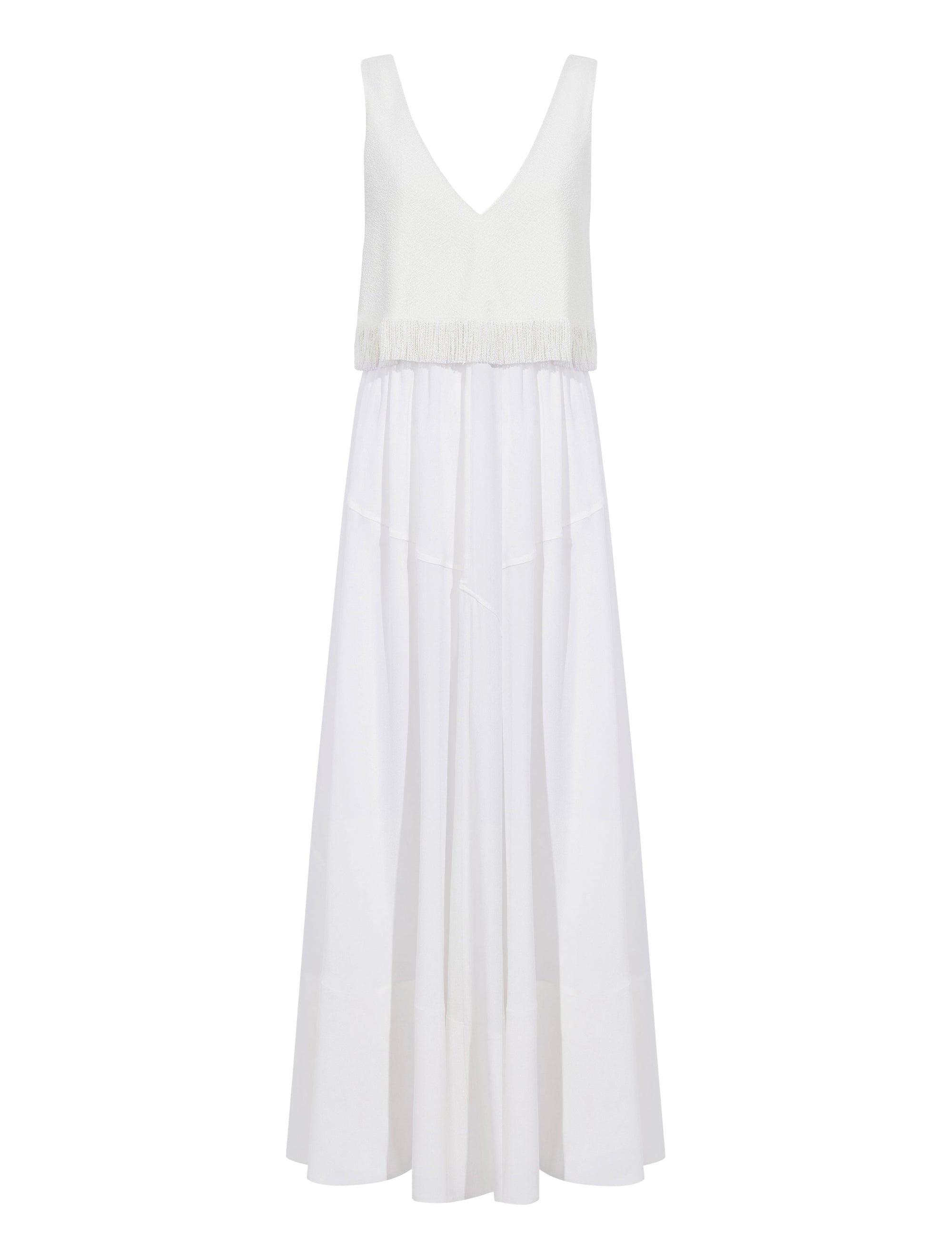 Robe longue Lynda à col V - Off White