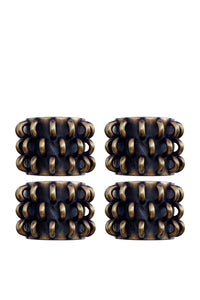 Set of 4 Tulum Brass Jewellery Napkin Rings - Black & Brass