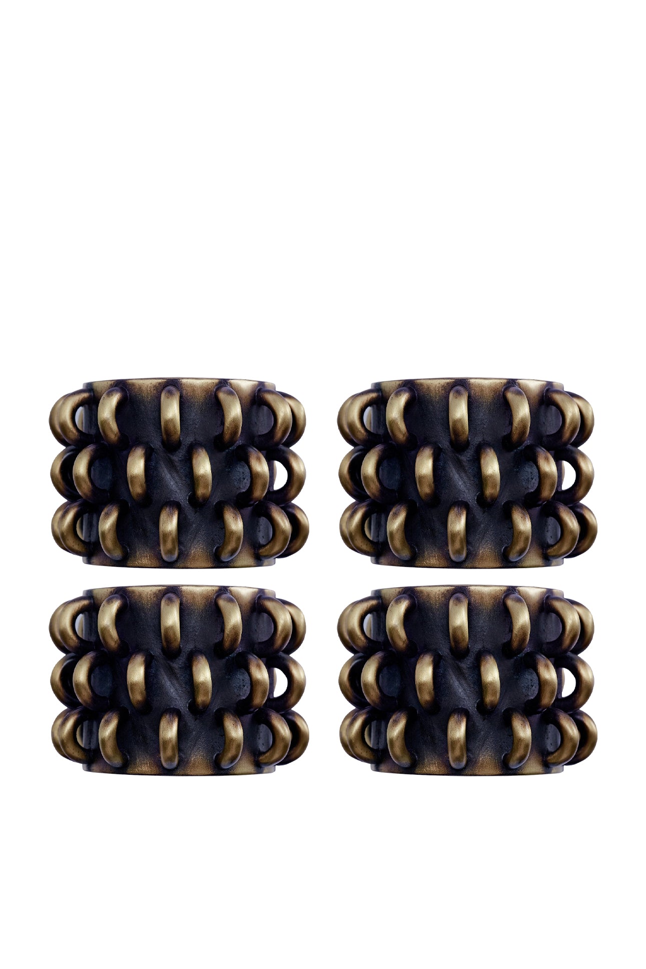 Set of 4 Tulum Brass Jewellery Napkin Rings - Black & Brass