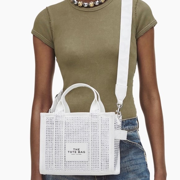 MINI   Mini sac The Crossbody Tote en toile cristal - White Crystal