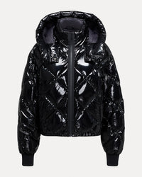 Noir Femme Puffer Tissé