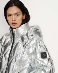 Argent Femme Puffer Tissé