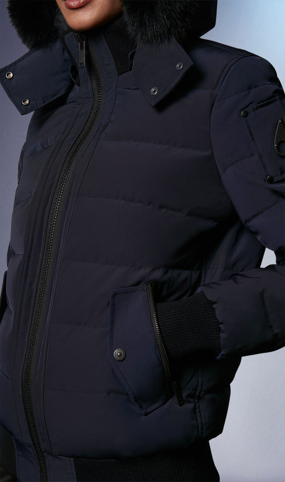 True Navy & Noir Bomber tissé pour Femme