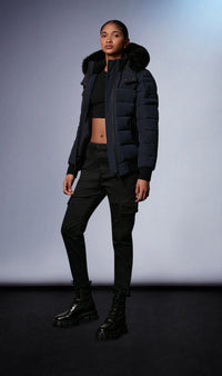 True Navy & Noir Bomber tissé pour Femme