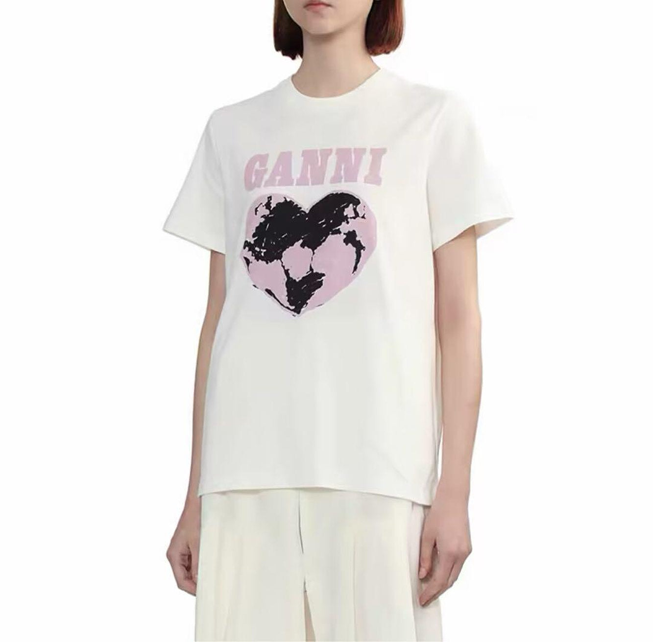T-shirt ample World en jersey - Egret
