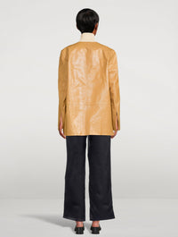 Blazer en cuir gaufré - Cashew
