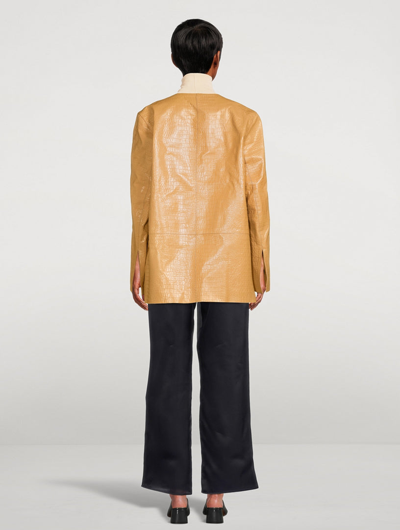 Blazer en cuir gaufré - Cashew